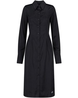 Marine Serre Satin Midi Dress - Black