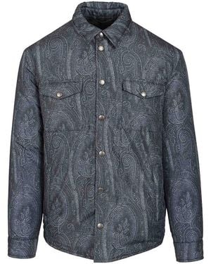 Etro Paisley Decoration Overshirt - Blue
