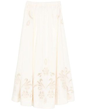 forte_forte Lunamaris Embroidery Co Popline Skirt - White