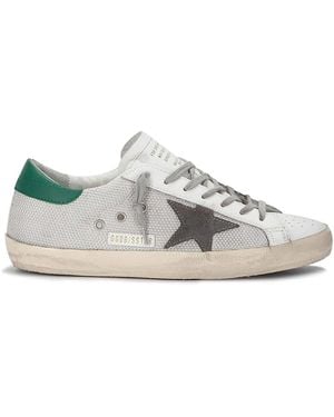 Golden Goose Mesh-Effect Leather Trainers With Accents - White
