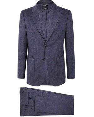 ZEGNA Wool Suit With Two Button Closure - Blue