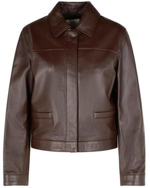 Loulou de Saison Ascot Leather Jacket - Brown