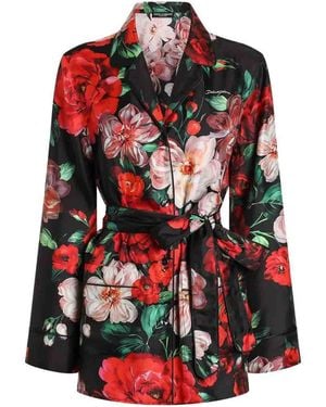 Dolce & Gabbana Printed Floral Twill Shirt - Red