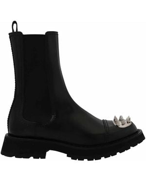 McQueen Studded Toe Chelsea Boots - Black