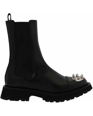McQueen Studded Toe Chelsea Boots - Black