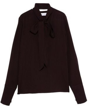 Raquel Diniz Bordeaux-Enhanced Blouse With Versatile Nektie Detail - Black