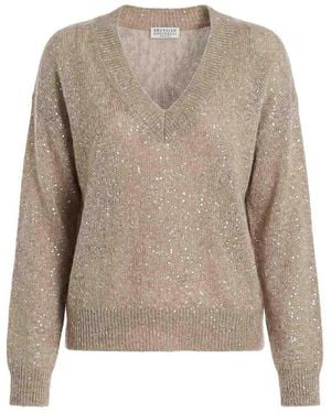 Brunello Cucinelli Rundhalspullover - Natur