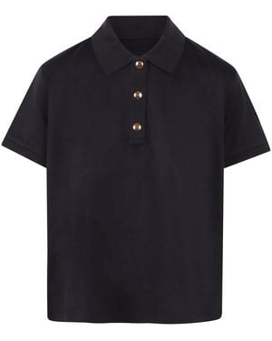Moncler Cotton Polo Shirt With Contrasting Trim - Black