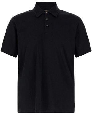 Zanone Cotton Silk Polo Shirt - Black
