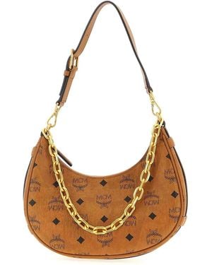 MCM Aren Crescent Hobo Shoulder Bag - White