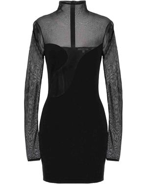 Nensi Dojaka Fitted Semisheer Dress - Black
