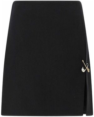 Versace Short Skirt With Decorative Pins - Black
