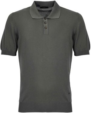 Fay Military Cotton Knit Polo Shirt - Grey