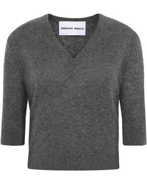 EMERSON RENALDI Deep V-Neck Jumper - Grey