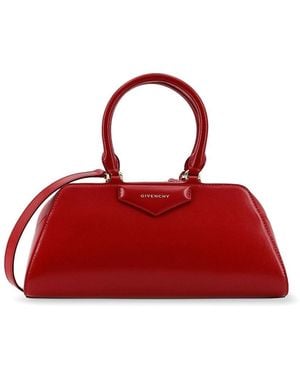 Givenchy Antigona East West Small Leather Shoulder Bag - Red