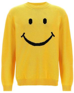 Moschino Crewneck Jumper With 'Smiley' Intarsia Design - Yellow