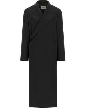 Lemaire Wool Crpe Coat - Black