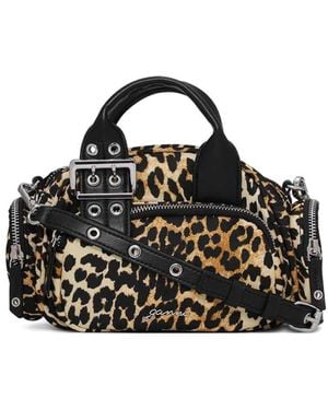 Ganni Leopard-Print Tote Bag - Black