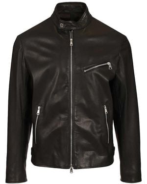 Tagliatore Lambskin Biker Jacket - Black