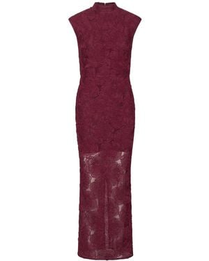 ROTATE BIRGER CHRISTENSEN Long Mesh Dress With Floral Print - Purple