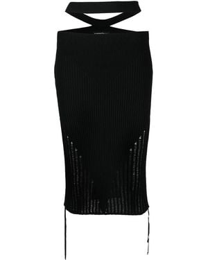 ANDREADAMO Ribbed Cut-Out Midi Skirt - Black