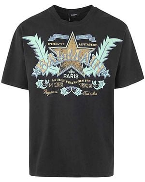 Balmain Western Print T-Shirt Straight Fit - Black