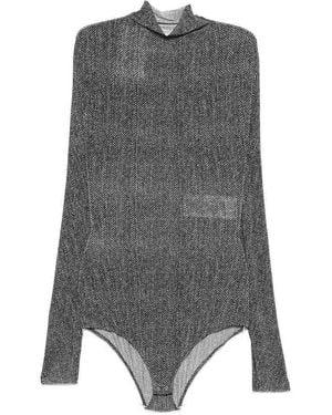 Maison Margiela Semi-Sheer High-Neck Top - Gray