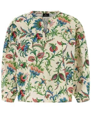 Etro Floral Cotton Blouse - Green