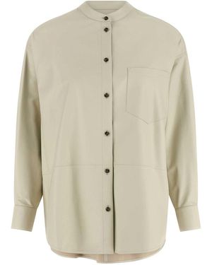 Yves Salomon Leather Shirt - White