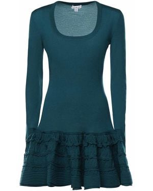 Alaïa Ruffled Wool-Blend Mini Dress - Green