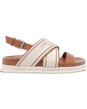 Jimmy Choo Joa Flat Canvas Flat Sandals - Brown