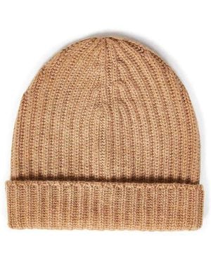 Malo Fishermans Rib-Stitched Cashmere Knit Beanie - Natural