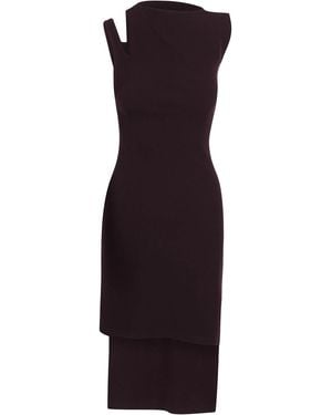Courreges Asymmetric Ribbed Dress - Purple