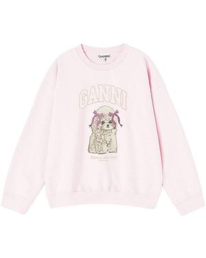 Ganni Puddle Organic Cotton Jumper - Pink