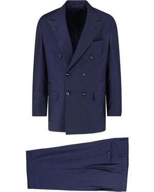 Kiton Double-Breasted Wool Suit - Blue