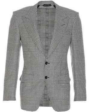 Tom Ford Single-Breasted Checked Blazer - Gray