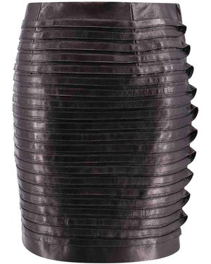 Versace Leather Applique Pencil Skirt - Black