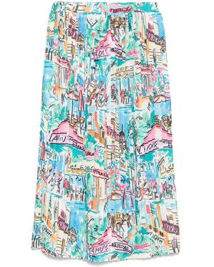ALESSANDRO ENRIQUEZ Printed Midi Skirt - Blue