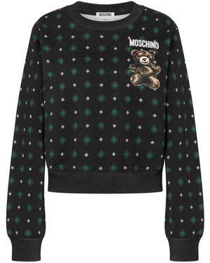Moschino Organic Cotton Cropped Teddy Bear Sweatshirt - Black