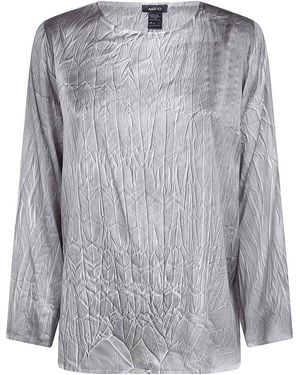 Avant Toi Crumpled Effect Stretch Silk Blouse - Gray