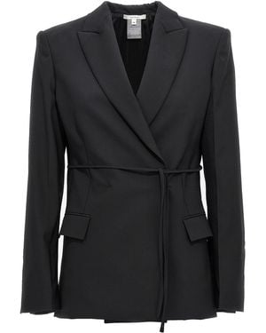 Nensi Dojaka Double Breast Drawstring Blazer Jacket - Black