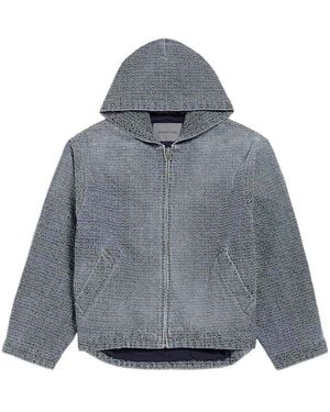 Balenciaga Denim Stitch Cotton Hooded Jacket - Gray