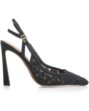 Dolce & Gabbana Lace And Rhinestones Sling Back - Metallic