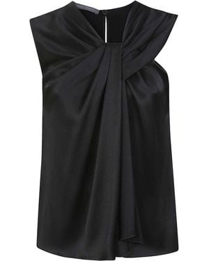 Alberta Ferretti Draped Acetate Top With Keyhole Back Closure - Black