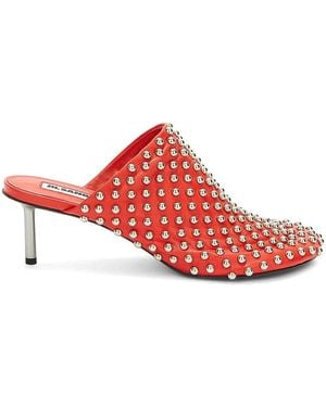 Jil Sander Elegant Heeled Mules With Metallic Detailing And Leather Construction - Red