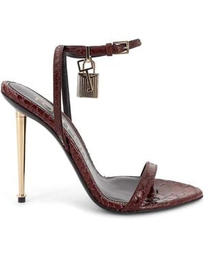Tom Ford Laminated Leather Sandals With Iconic Padlock - Red