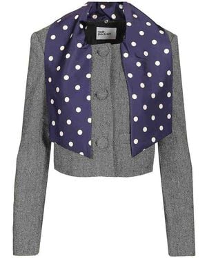 Self-Portrait Herringbone Jacket - Blue