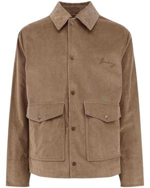 Burberry Coast Velvet Jacket With Logo Embroidery - Brown