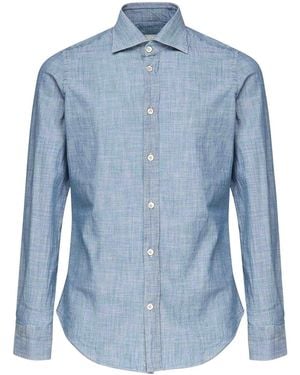 Eleventy Cotton Denim Shirt - Blue