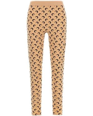 Marine Serre High-Rise Allover Moon Leggings - Natural